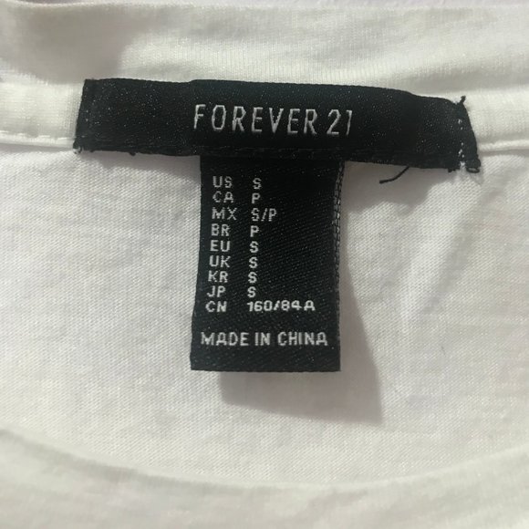 White T Shirt w Embroidered Text - Picture 5 of 5